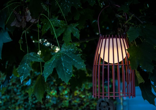 Lucide FJARA - Rechargeable Table lamp Indoor/Outdoor - Battery pack - Ø 17,5 cm- LED 3 StepDim - 1x0,3W 3000K - IP44 - Rust Brown - atmosphere 1